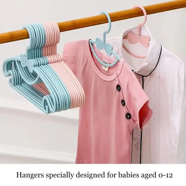 10pcs Kids Clothes Hanger Set Cute Baby Display Rack & Adjustable Clip Hangers