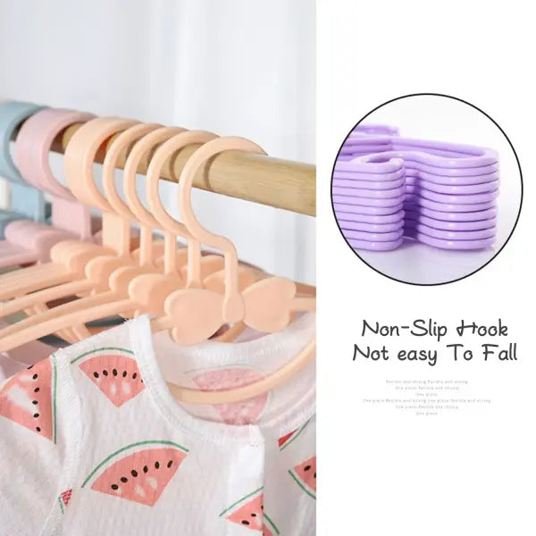 10pcs Kids Clothes Hanger Set Cute Baby Display Rack & Adjustable Clip Hangers