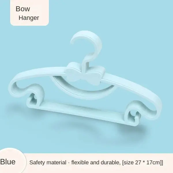 10pcs Kids Clothes Hanger Set Cute Baby Display Rack & Adjustable Clip Hangers - Blue-10Pcs