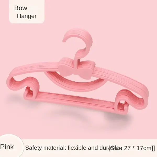 10pcs Kids Clothes Hanger Set Cute Baby Display Rack & Adjustable Clip Hangers - Pink-10Pcs