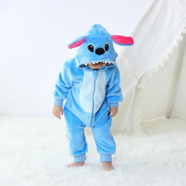 Baby Kigurumi Stitch Romper – Cartoon Animal Jumpsuit for Infants & Toddlers Boys & Girls Cosplay Pajamas