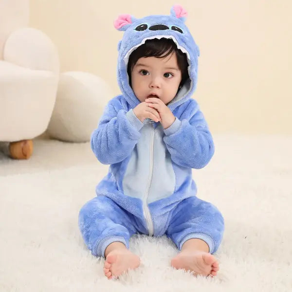Baby Kigurumi Stitch Romper – Cartoon Animal Jumpsuit for Infants & Toddlers Boys & Girls Cosplay Pyjamas