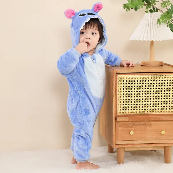 Baby Kigurumi Stitch Romper – Cartoon Animal Jumpsuit for Infants & Toddlers Boys & Girls Cosplay Pyjamas