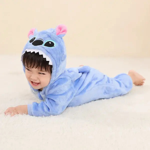 Baby Kigurumi Stitch Romper – Cartoon Animal Jumpsuit for Infants & Toddlers Boys & Girls Cosplay Pyjamas