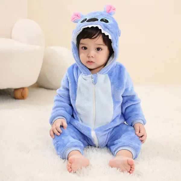 Baby Kigurumi Stitch Romper – Cartoon Animal Jumpsuit for Infants & Toddlers Boys & Girls Cosplay Pyjamas