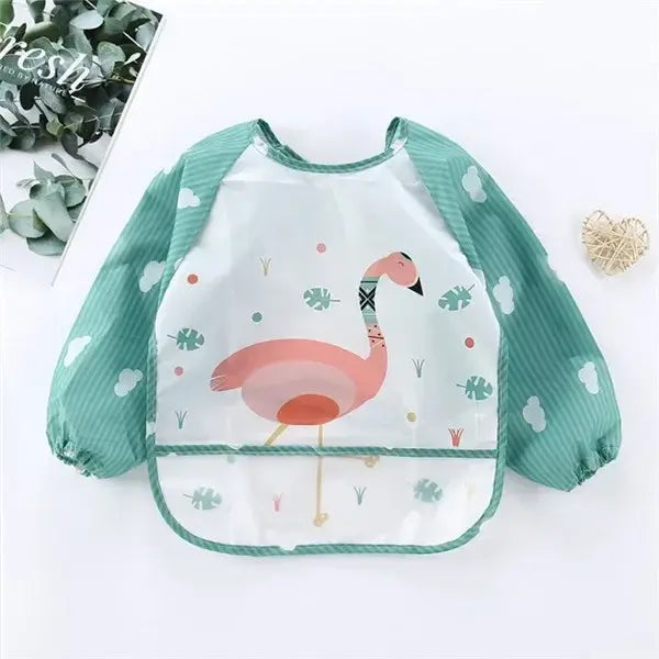 Baby Long Sleeve Waterproof Bib – Toddler Art Smock Feeding Apron with Pocket Burp Cloth for Boys & Girls (1–3 Years)