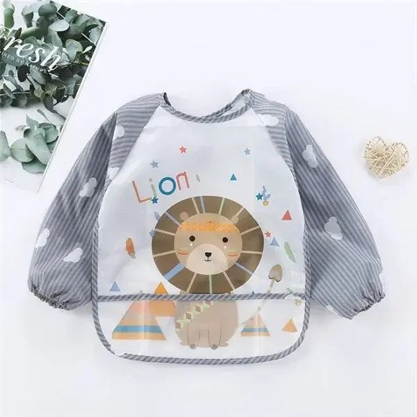 Baby Long Sleeve Waterproof Bib – Toddler Art Smock Feeding Apron with Pocket Burp Cloth for Boys & Girls (1–3 Years)
