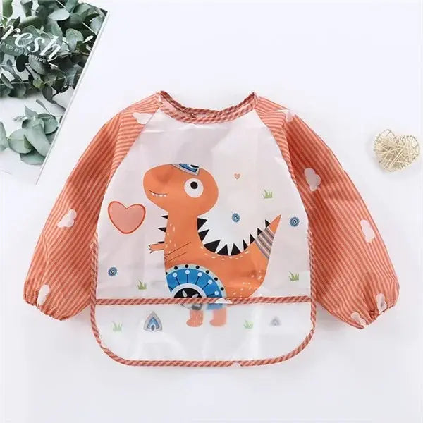Baby Long Sleeve Waterproof Bib – Toddler Art Smock Feeding Apron with Pocket Burp Cloth for Boys & Girls (1–3 Years)