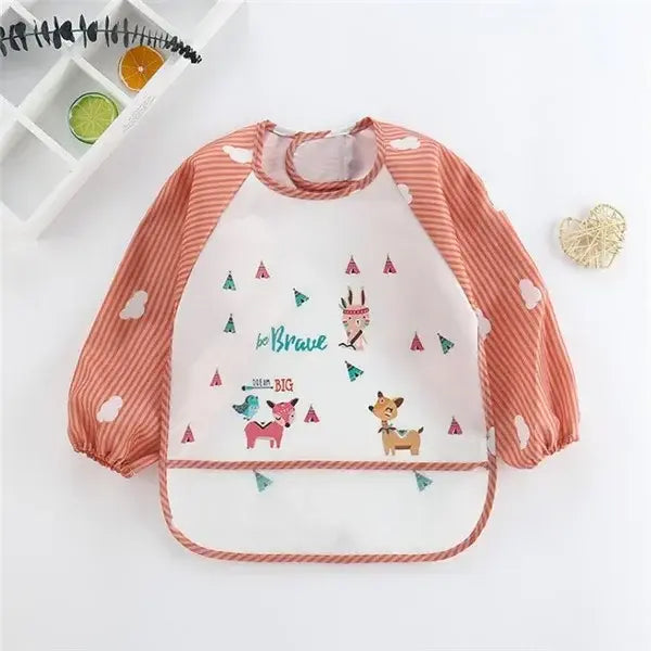 Baby Long Sleeve Waterproof Bib – Toddler Art Smock Feeding Apron with Pocket Burp Cloth for Boys & Girls (1–3 Years)