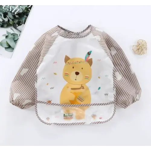 Baby Long Sleeve Waterproof Bib – Toddler Art Smock Feeding Apron with Pocket Burp Cloth for Boys & Girls (1–3 Years)