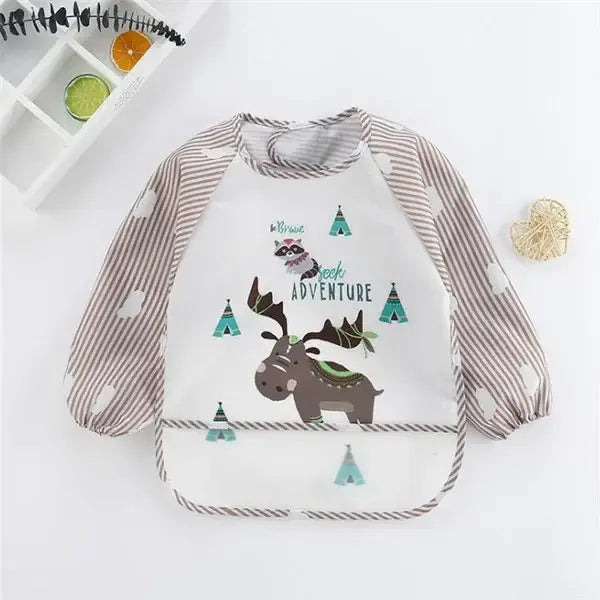 Baby Long Sleeve Waterproof Bib – Toddler Art Smock Feeding Apron with Pocket Burp Cloth for Boys & Girls (1–3 Years)