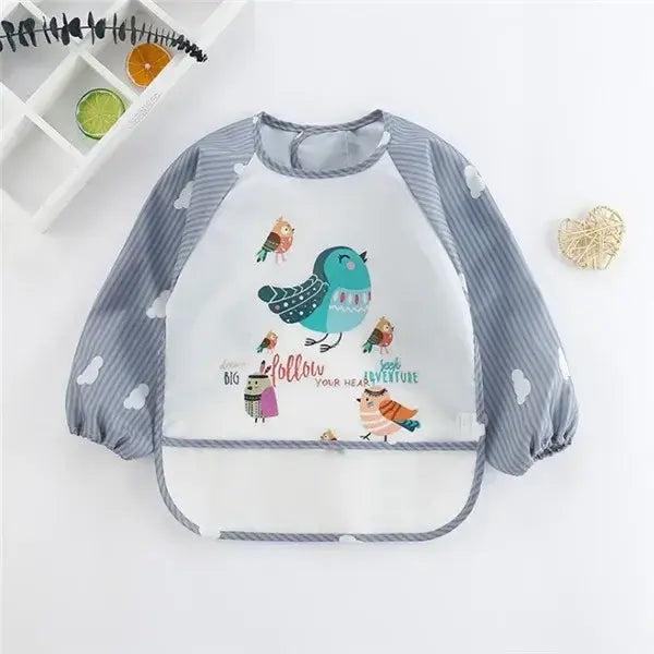 Baby Long Sleeve Waterproof Bib – Toddler Art Smock Feeding Apron with Pocket Burp Cloth for Boys & Girls (1–3 Years)