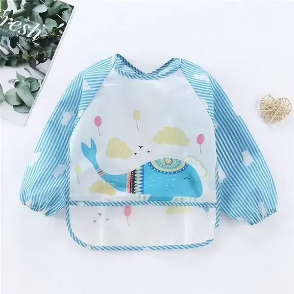 Baby Long Sleeve Waterproof Bib – Toddler Art Smock Feeding Apron with Pocket Burp Cloth for Boys & Girls (1–3 Years)