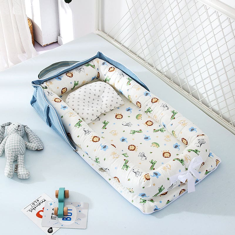 Baby Removable and Washable Bed Crib – Portable Travel Crib for Infants and Kids - Luggage Animal World Blue / 85X45cm