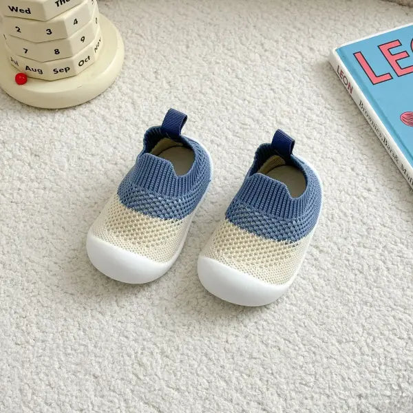 Baby Anti-Slip Mesh Shoes – Breathable Crib Floor Socks with Rubber Sole for Boys & Girls - B-Blue / 2-4 Years