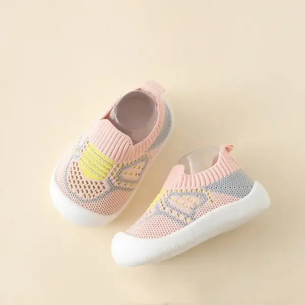 Baby Anti-Slip Mesh Shoes – Breathable Crib Floor Socks with Rubber Sole for Boys & Girls - Pink / 18-24 Months