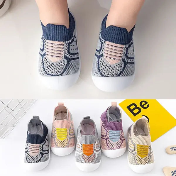 Baby Shoes Anti-slip Breathable Infant Crib Floor Socks with Rubber Sole for Children Girls Boys Mesh Shoes Soft Bottom