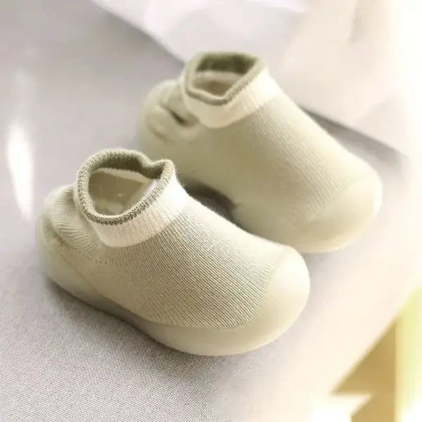 Baby Shoes First Walkers Comfortable Boys Girls Kids Rubber Soft Non-Slip Sole Floor Shoes Knit Booties - 5 / 6-12