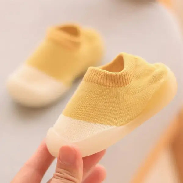 Baby Shoes First Walkers Comfortable Boys Girls Kids Rubber Soft Non-Slip Sole Floor Shoes Knit Booties - 10 / 6-12