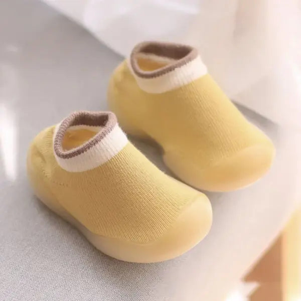Baby Shoes First Walkers Comfortable Boys Girls Kids Rubber Soft Non-Slip Sole Floor Shoes Knit Booties - 4 / 6-12