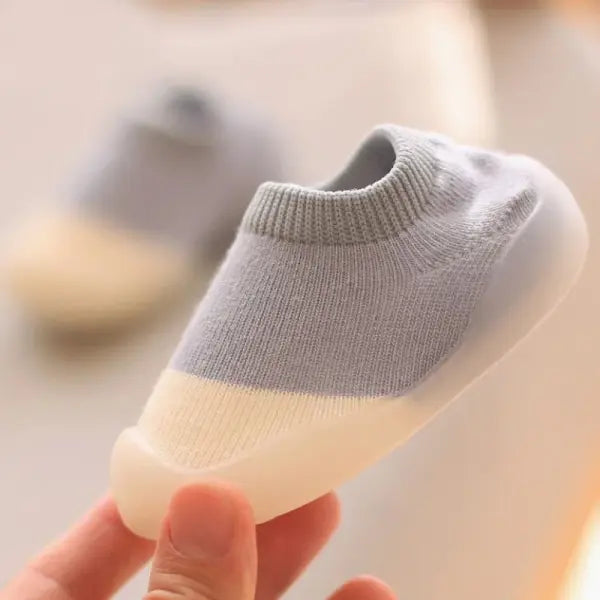 Baby Shoes First Walkers Comfortable Boys Girls Kids Rubber Soft Non-Slip Sole Floor Shoes Knit Booties - 7 / 6-12