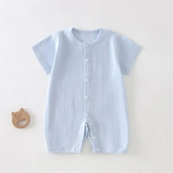 Baby Short Sleeve Jumpsuit – Summer Breathable Mesh Suit for Newborns Boys & Girls - Bu / 59Size(0-3Months)
