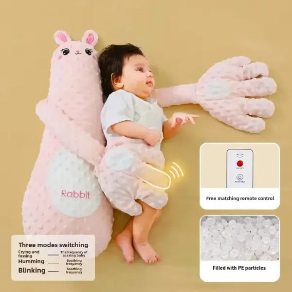 Baby Sleeping Patting Doll – Electric Soothing Palm Pillow with Remote Control for Toddlers Perfect Gift - Pink Bunny