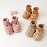 Baby Suede Leather Winter Shoes – Thick Plush Fur Booties for Infants Unisex First Walkers