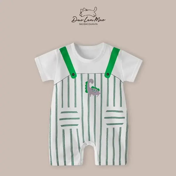 Baby Summer Cartoon Romper – Short Sleeve Bodysuit Jumpsuit for Newborn Boys & Girls - DP GreenStrap Dragon / 18M