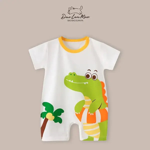 Baby Summer Cartoon Romper – Short Sleeve Bodysuit Jumpsuit for Newborn Boys & Girls - DP crocodile / 6M