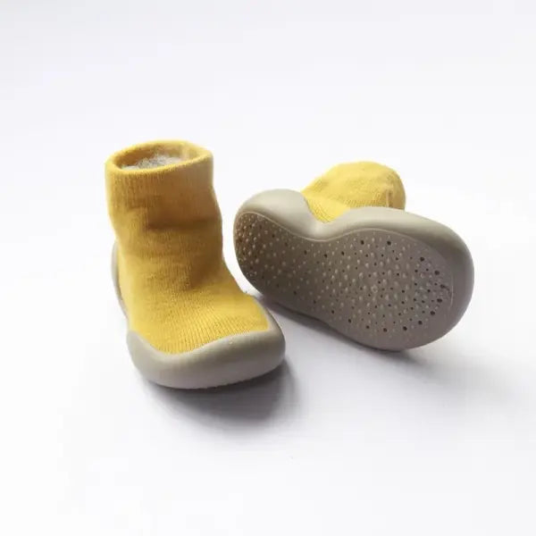 Baby Walking Shoes – Spring & Autumn Solid Color Anti-Slip Floor Socks for Boys & Girls - Yellow / 2 to 3Years
