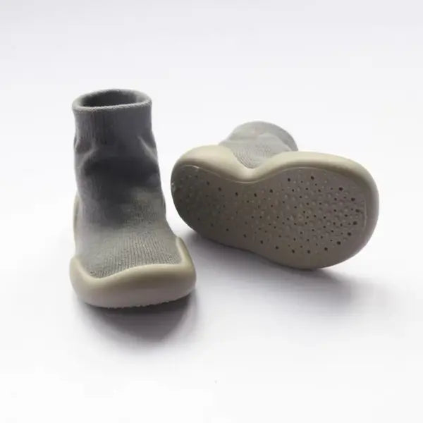 Baby Walking Shoes – Spring & Autumn Solid Color Anti-Slip Floor Socks for Boys & Girls - Grey / 2 to 3Years