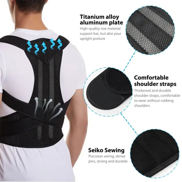 Back Brace Posture Corrector for Women & Men Adjustable Back Lumbar Support Belt Shoulder Posture Support for Improve