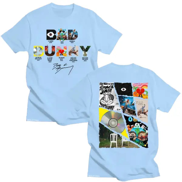Bad Bunny Cotton T-Shirt – Vintage Funny Frog Graphic Tee for Men & Women Y2K Aesthetic - light-blue / XXL