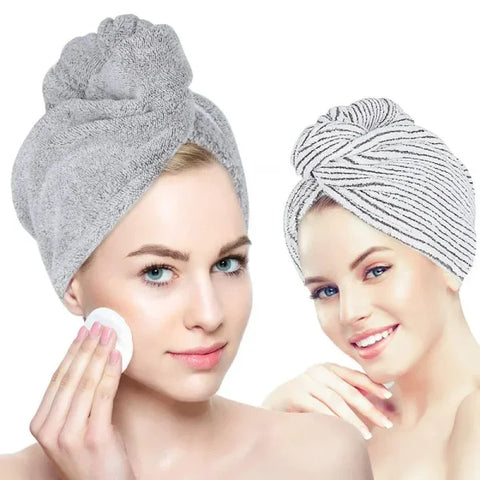 Bamboo Charcoal Fiber Hair Towel - Quick Drying & Anti-Frizz Turban Wrap for Women