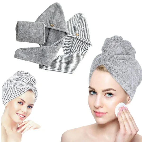 Bamboo Charcoal Fiber Hair Towel - Quick Drying & Anti-Frizz Turban Wrap for Women