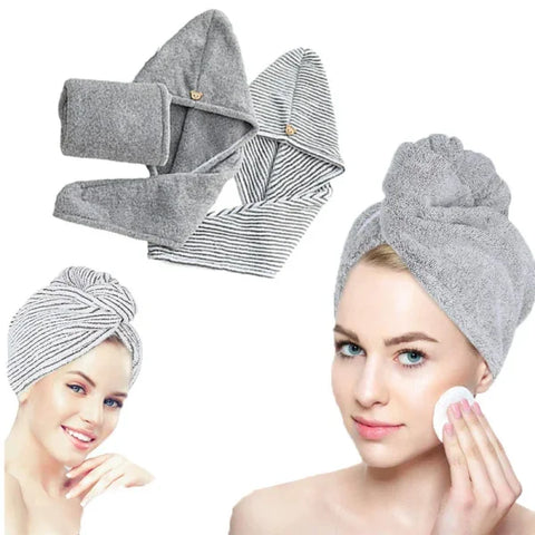 Bamboo Charcoal Fiber Hair Towel - Quick Drying & Anti-Frizz Turban Wrap for Women