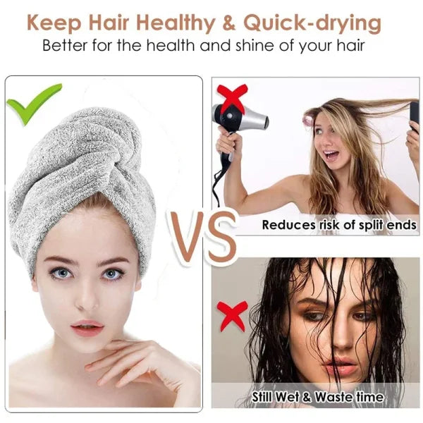 Bamboo Charcoal Fiber Hair Towel - Quick Drying & Anti-Frizz Turban Wrap for Women