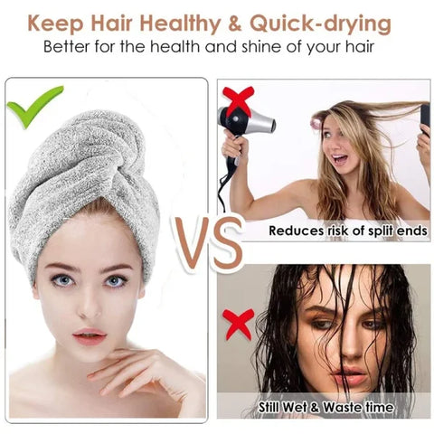 Bamboo Charcoal Fiber Hair Towel - Quick Drying & Anti-Frizz Turban Wrap for Women