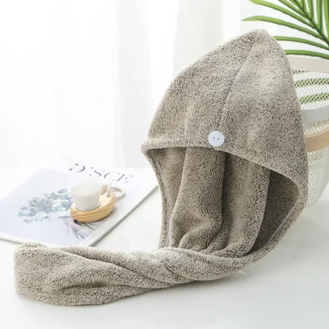 Bamboo Charcoal Fiber Hair Towel - Quick Drying & Anti-Frizz Turban Wrap for Women - Coffie / 1pc