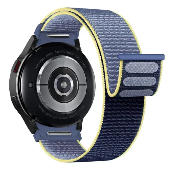 Samsung Galaxy Watch nylon sport loop quick fit strap - Blue yellow / 4 classic 42mm 46mm / China Mainland