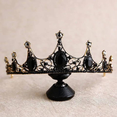 Elegant Baroque Crown – Royal Style Headpiece for Special Occasions - Black