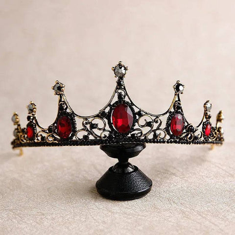 Elegant Baroque Crown – Royal Style Headpiece for Special Occasions - Red