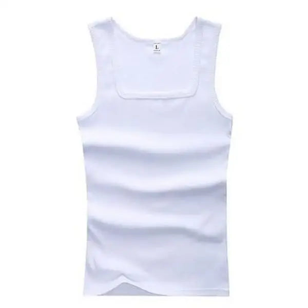 Basic Elastic Tank Men’s Gym Vest Cotton Bodybuilding Fitness Style - WHITE / XL