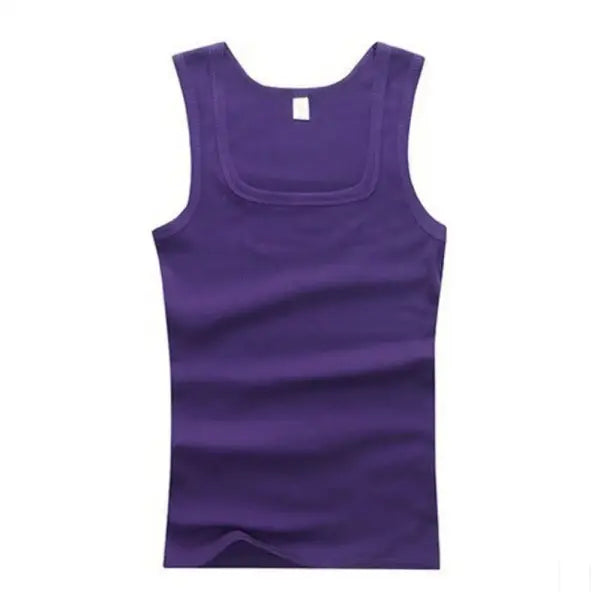 Basic Elastic Tank Men’s Gym Vest Cotton Bodybuilding Fitness Style - PURPLE / XXL