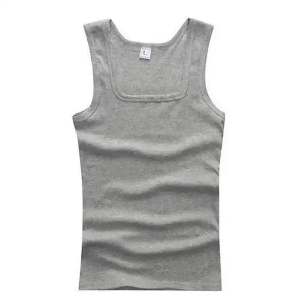 Basic Elastic Tank Men’s Gym Vest Cotton Bodybuilding Fitness Style - GRAY / XXL