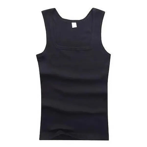 Basic Elastic Tank Men’s Gym Vest Cotton Bodybuilding Fitness Style - black / XXL