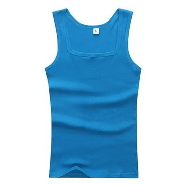 Basic Elastic Tank Men’s Gym Vest Cotton Bodybuilding Fitness Style - Blue / XXL