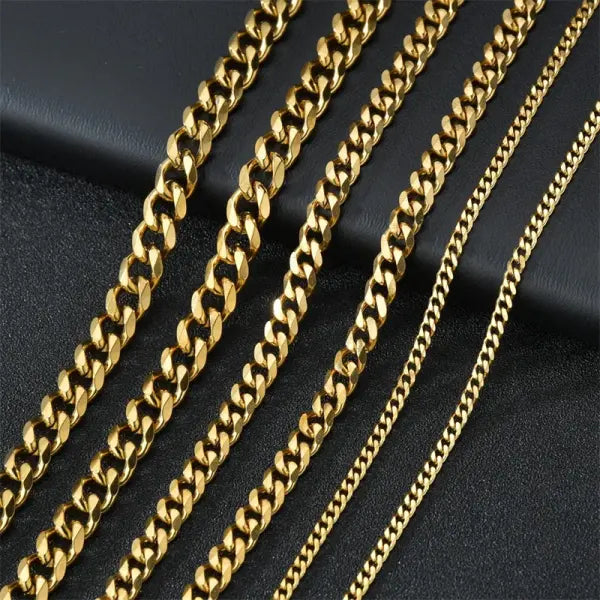 Stainless steel curb link chain for unisex (silver) – classic jewelry