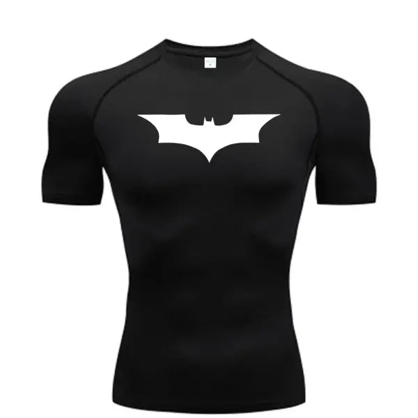 Bat Print Men’s Compression T-Shirt – Short Sleeve Tight Fit Gym & Running Top - 2 / S / CHINA